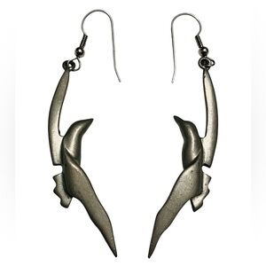 Vintage Designer Anna Molin Modernist Cast Bird in Flight Earrings